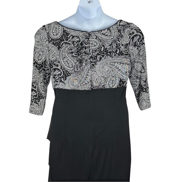 Alex Evenings Embellished Empire Waist 3/4 Length Sleeve Side Ruched A-Line Gown - Picture 9 of 14